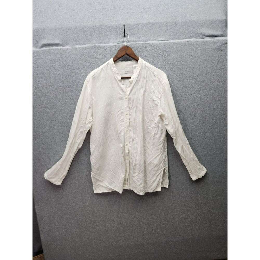 Liz Claiborne Lizsport Womens White Button-Up Long Sleeve Lightweight linen